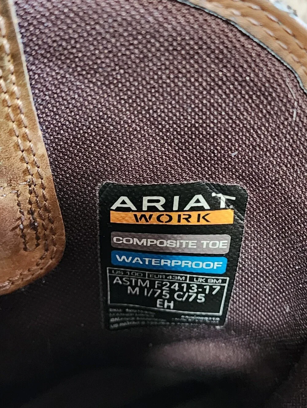Ariat Workhog Men Mesteno Composite Toe Boots Size 10D Work Shoe